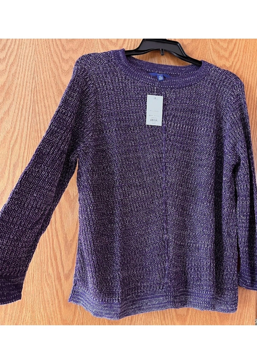 Womens XXL Apt. 9 Purple Marled Crewneck Sweater NEW Boatneck ribbed cuffs